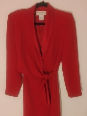 Jones New York Y2K Red Power Suit Dress Tuxedo Sz 4